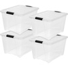 image:imageIRIS USA 72 QT Plastic Storage Box with Lid and Latches  8 Pack  BPAFree SeeThrough Organizing Solution Durable Nestable Stackable Containers Secure Pull Handle  ClearClear