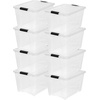 image:imageIRIS USA 72 QT Plastic Storage Box with Lid and Latches  8 Pack  BPAFree SeeThrough Organizing Solution Durable Nestable Stackable Containers Secure Pull Handle  ClearClear