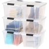 image:imageIRIS USA 72 QT Plastic Storage Box with Lid and Latches  8 Pack  BPAFree SeeThrough Organizing Solution Durable Nestable Stackable Containers Secure Pull Handle  ClearClear