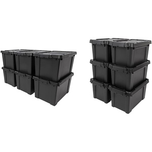 image:imageIRIS USA 20 Gallon Lockable Storage Bins with Lids 6 Pack amp 5 Gallon Lockable Storage Bins with Lids 6 Pack  Heavy Duty Stackable Garage Organizing Rugged Utility Boxes Made in USA  Black