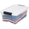 image:imageIRIS USA 12Pack 13 Quart Stackable Storage Bins with Lids ClearWhite  Medium Plastic Totes Home Organization Containers for Seasonal Decor Clothing Accessory and Craft Supplies