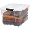 image:imageIRIS USA 12Pack 40 Quart Stackable Storage Bins with Lids ClearWhite  Large Plastic Totes Home Organization Containers for Seasonal Decor Clothing Accessory and Craft Supplies
