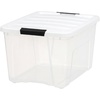 image:imageIRIS USA 12Pack 40 Quart Stackable Storage Bins with Lids ClearWhite  Large Plastic Totes Home Organization Containers for Seasonal Decor Clothing Accessory and Craft Supplies