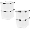 image:imageIRIS USA WeatherPro 74 Qt Storage Bins with Lids 4 Pack BPAFree Plastic Gasket Box with Tight Latch and Seal Stackable Nestable Tote Tub  ClearBlack74 Qt