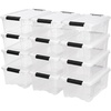 image:imageIRIS USA 12Pack 13 Quart Stackable Storage Bins with Lids ClearWhite  Medium Plastic Totes Home Organization Containers for Seasonal Decor Clothing Accessory and Craft Supplies