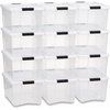 image:imageIRIS USA 12Pack 40 Quart Stackable Storage Bins with Lids ClearWhite  Large Plastic Totes Home Organization Containers for Seasonal Decor Clothing Accessory and Craft Supplies