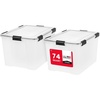image:imageIRIS USA WeatherPro 74 Qt Storage Bins with Lids 4 Pack BPAFree Plastic Gasket Box with Tight Latch and Seal Stackable Nestable Tote Tub  ClearBlack74 Qt