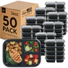 image:imageIRIS USA Meal Prep Containers 36oz  50 Pack 100Piece 2Compartment  Reusable Food Storage Containers with Lids Plastic Kitchen Food Prep To Go Lunch Box Microwave Freezer Dishwasher Safe36 Oz  3 comp