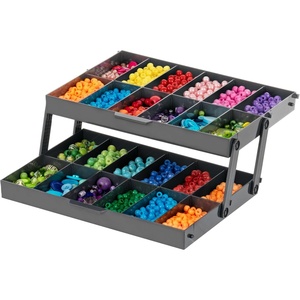 image:imageIRIS USA 2Tier Drawer Organizer Made in USA 22 Dividers 2Pack  White  Expandable MultiLevel Collapsible Organization Storage for Crafts Makeup Jewelry Office amp GarageCharcoal