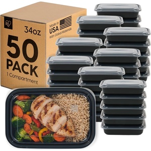 image:imageIRIS USA Meal Prep Containers 36oz  50 Pack 100Piece 2Compartment  Reusable Food Storage Containers with Lids Plastic Kitchen Food Prep To Go Lunch Box Microwave Freezer Dishwasher Safe34 Oz  1 comp