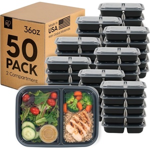 image:imageIRIS USA Meal Prep Containers 36oz  50 Pack 100Piece 2Compartment  Reusable Food Storage Containers with Lids Plastic Kitchen Food Prep To Go Lunch Box Microwave Freezer Dishwasher Safe36 Oz  2 comp