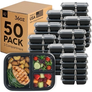 image:imageIRIS USA Meal Prep Containers 36oz  50 Pack 100Piece 2Compartment  Reusable Food Storage Containers with Lids Plastic Kitchen Food Prep To Go Lunch Box Microwave Freezer Dishwasher Safe36 Oz  3 comp