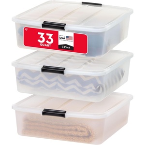 image:imageIRIS USA Modular Storage Organizer 2 Pack Made in USA Collapsible  Foldable With Stacking Pins ToolFree Closet Bathroom Laundry Organization33 Qt Short  3 Pack
