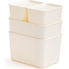 image:imageIRIS USA Plastic Storage Basket with Lid 16Pack Stackable for Kitchen Bathroom Bedroom Closet Kids Room Office Easy to Clean Stylish Design Shelf Organizer PearlOff White