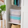 image:imageIRIS USA Plastic Storage Basket with Lid 16Pack Stackable for Kitchen Bathroom Bedroom Closet Kids Room Office Easy to Clean Stylish Design Shelf Organizer PearlPearl