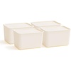 image:imageIRIS USA Plastic Storage Basket with Lid 16Pack Stackable for Kitchen Bathroom Bedroom Closet Kids Room Office Easy to Clean Stylish Design Shelf Organizer PearlOff White