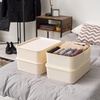 image:imageIRIS USA Plastic Storage Basket with Lid 16Pack Stackable for Kitchen Bathroom Bedroom Closet Kids Room Office Easy to Clean Stylish Design Shelf Organizer PearlOff White