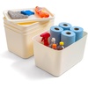 image:imageIRIS USA Plastic Storage Basket with Lid 16Pack Stackable for Kitchen Bathroom Bedroom Closet Kids Room Office Easy to Clean Stylish Design Shelf Organizer PearlOff White