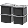 image:imageIRIS USA 8 Pack File Box Plastic Document Organizer with Lid 35 Qt ClearBlack