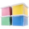 image:imageIRIS USA 8 Pack File Box Plastic Document Organizer with Lid 35 Qt ClearClear