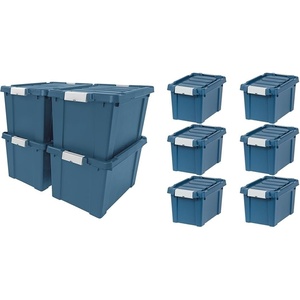 image:imageIRIS USA 20 Gallon Lockable Storage Bins with Lids 4 Pack  IRIS USA 5 Gallon Lockable Storage Bins with Lids 6 Pack  Stackable Containers HeavyDuty EcoFriendly Navy Made in USA