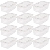 image:imageIRIS USA 13 Qt and 7 Qt Plastic Storage Bins with Lids Buckles 18 Piece Combo Nestable Stackable Closet Garage Totes Boxes Organizing  ClearClear