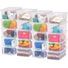 image:imageIRIS USA 13 Qt and 7 Qt Plastic Storage Bins with Lids Buckles 18 Piece Combo Nestable Stackable Closet Garage Totes Boxes Organizing  ClearClearPearl