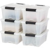 image:imageIRIS USA 13 Qt and 7 Qt Plastic Storage Bins with Lids Buckles 18 Piece Combo Nestable Stackable Closet Garage Totes Boxes Organizing  ClearClearPearl