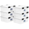 image:imageIRIS USA 31 Quart and 7 Quart WeatherPro Stackable Storage Box Bundle with Airtight Seal Lids Heavy Duty Containers 6 Packs