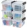image:imageIRIS USA 31 Quart and 7 Quart WeatherPro Stackable Storage Box Bundle with Airtight Seal Lids Heavy Duty Containers 6 Packs