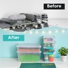 image:imageIRIS USA 4Pack 12 Qt Storage Bins with Lids Plastic Box ClearBlackClearSeafoam Blue