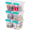 image:imageIRIS USA 4Pack 12 Qt Storage Bins with Lids Plastic Box ClearBlackClearSeafoam Blue