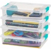 image:imageIRIS USA 4Pack 12 Qt Storage Bins with Lids Plastic Box ClearBlackClearSeafoam Blue