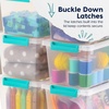 image:imageIRIS USA 4Pack 12 Qt Storage Bins with Lids Plastic Box ClearBlackClearSeafoam Blue