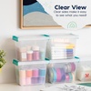 image:imageIRIS USA 4Pack 12 Qt Storage Bins with Lids Plastic Box ClearBlackClearSeafoam Blue