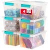 image:imageIRIS USA 4Pack 12 Qt Storage Bins with Lids Plastic Box ClearBlackClearSeafoam Blue