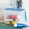 image:imageIRIS USA 4Pack 12 Qt Storage Bins with Lids Plastic Box ClearBlackClearSeafoam Blue