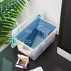 image:imageIRIS USA 4Pack 12 Qt Storage Bins with Lids Plastic Box ClearBlackClearSeafoam Blue
