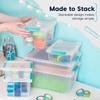 image:imageIRIS USA 4Pack 12 Qt Storage Bins with Lids Plastic Box ClearBlackClearSeafoam Blue