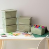 image:imageIRIS USA 4Pack 12 Qt Storage Bins with Lids Plastic Box ClearBlackSage Green