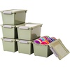 image:imageIRIS USA 4Pack 12 Qt Storage Bins with Lids Plastic Box ClearBlackSage Green