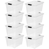 image:imageIRIS USA 8 Pack 54 Qt Storage Bin Plastic Gasket Box Tight Latching Lids Pearl54 Qt
