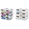 image:imageIRIS USA 13 Qt and 7 Qt Plastic Storage Bins with Lids Buckles 18 Piece Combo Nestable Stackable Closet Garage Totes Boxes Organizing  ClearClearPearl