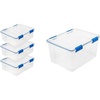 image:imageIRIS USA 27 Quart 3 Pack and 44 Quart 2 Pack WeatherPro Storage Boxes with Airtight Seal Lids