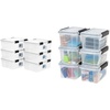image:imageIRIS USA 31 Quart and 7 Quart WeatherPro Stackable Storage Box Bundle with Airtight Seal Lids Heavy Duty Containers 6 Packs