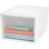 image:imageIRIS USA Large Sliding Drawer Storage Box Drawer Container for Office Closet Bathroom Dorm Organization WhiteClear